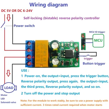 

DC 5-24V 2A Flip-Flop Latch Motor Reversible Controller Self-locking bistable Reverse Polarity Relay Module