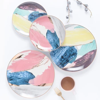 Europe Watercolor Colorful cloud Dinner Plate Hand-painted Gold Ceramic Dessert Snack Cake Dishes salad plate Western plate set
Europe Watercolor Colorful cloud Dinner Plate Hand-painted Gold Ceramic Dessert Snack Cake Dishes salad plate Western plate set