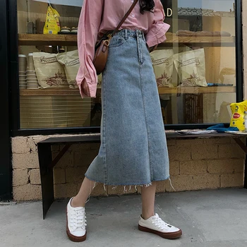 Autumn and Winter 2020 New Retro Burr Split Skirt Women's Mid-Length Slimming Denim Skirt High Waist A- line skirt
Autumn and Winter 2020 New Retro Burr Split Skirt Women's Mid-Length Slimming Denim Skirt High Waist A- line skirt