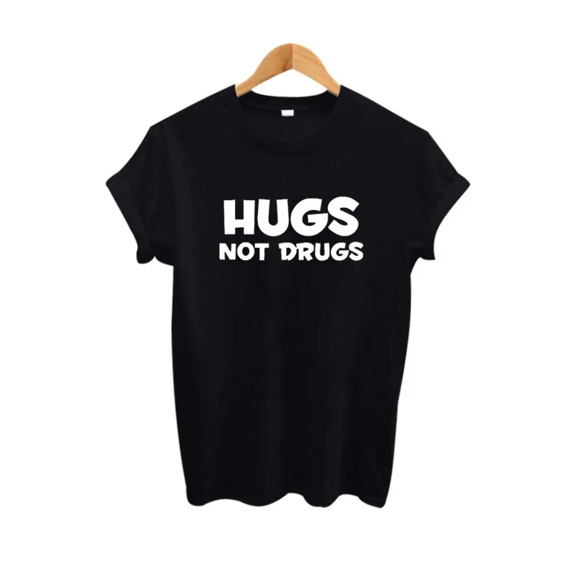 

Woman Tee Shirt Camisetas Mujer Hugs Not drugs T Shirt Punk Fashion Women Funny T Shirts Black Tumblr Hipster Tops