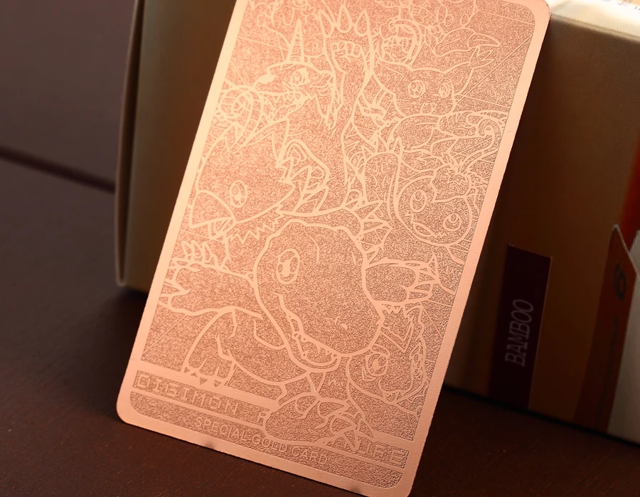 Rose gold stainless steel card hollow metal membership card plating brushed stainless steel card custom 