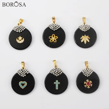 BOROSA 5/10Pcs High Quality Round Black Agates Cross Star&Moon MiCZ Micro Pave Rhinestone Pendant for Necklace Jewelry JAB968
BOROSA 5/10Pcs High Quality Round Black Agates Cross Star&Moon MiCZ Micro Pave Rhinestone Pendant for Necklace Jewelry JAB968