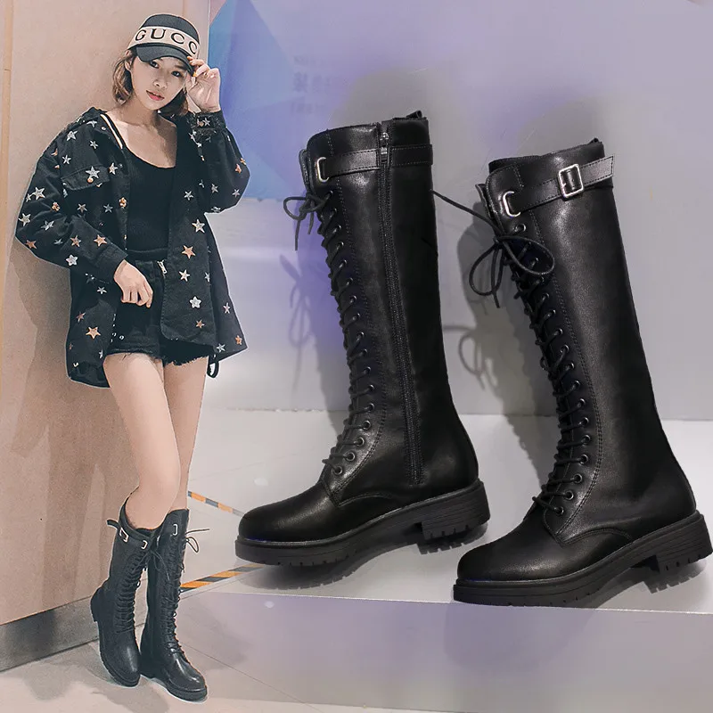Lace Up Knee High Boots Women Autumn Soft Leather Fashion Black Square Heel Woman Shoes Autumn Soft Leather Punk Long Boots
Lace Up Knee High Boots Women Autumn Soft Leather Fashion Black Square Heel Woman Shoes Autumn Soft Leather Punk Long Boots