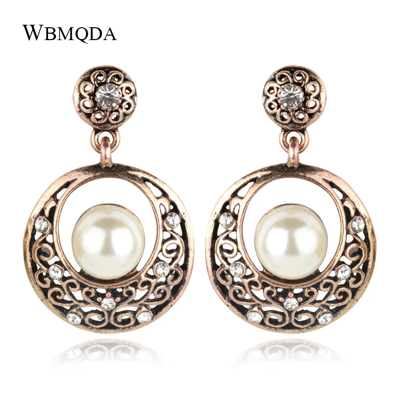 Wbmqda Fashion Turkish Pearl Earring For Women Antique Gold Color Accessories Shiny Crystal Flower Party Earring Vintage Jewelry
Wbmqda Fashion Turkish Pearl Earring For Women Antique Gold Color Accessories Shiny Crystal Flower Party Earring Vintage Jewelry