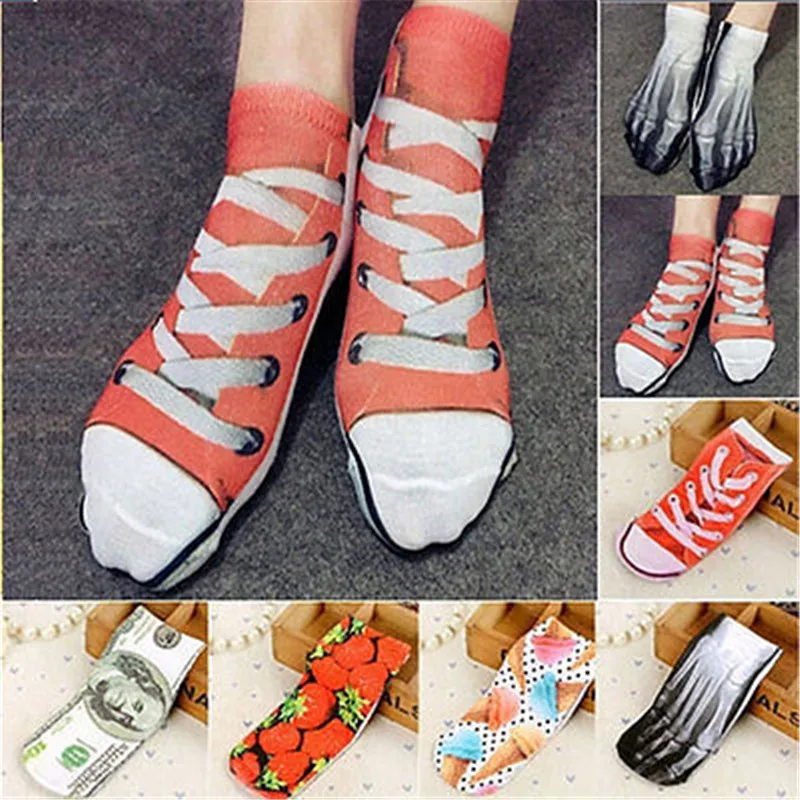 Hot Unique New Summer Cartoon Men Women Short Socks 3D Painting Art Happy Boat Socks Funny Kawaii Colorful Ankle Socks