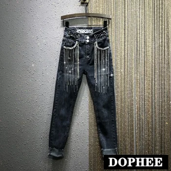 Rhinestone Tassel Personality Jeans Women 2020 Spring New High-Waist Slim Stretch Ripped Pencil Pants Denim Trousers Jean Femme
Rhinestone Tassel Personality Jeans Women 2020 Spring New High-Waist Slim Stretch Ripped Pencil Pants Denim Trousers Jean Femme