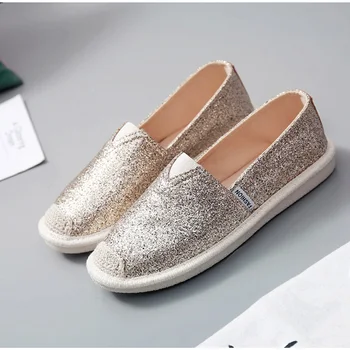 Casual Loafers Women Flat Shoes Round Toe Bling Canvas Female Black White Flats Shallow Single Shoes For Girls Footwear 
Casual Loafers Women Flat Shoes Round Toe Bling Canvas Female Black White Flats Shallow Single Shoes For Girls Footwear