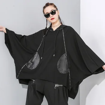 2020 Women Oversize Bat Long Sleeve Loose Casual Black Hooded Pullover T Shirt Female Streetwear Hip Hop Gothic Cape Tshirt Tops
2020 Women Oversize Bat Long Sleeve Loose Casual Black Hooded Pullover T Shirt Female Streetwear Hip Hop Gothic Cape Tshirt Tops