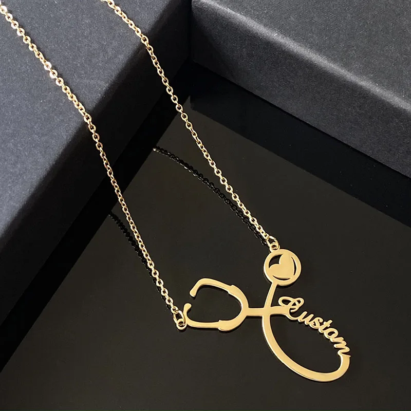 Customized Custom Stethoscope Name Necklace For Women Men Gold Silver Color Name Necklace Personalized Stainless Steel Jewelry
Customized Custom Stethoscope Name Necklace For Women Men Gold Silver Color Name Necklace Personalized Stainless Steel Jewelry