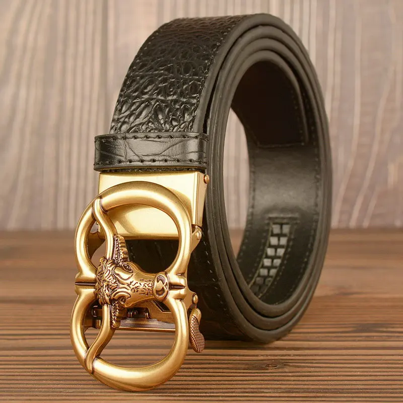 Luxury Mens Leisure Belt Alligator Pattern British Party Waist Strap Leather Yuppie Jeans Accessories Cow Head Buckle Cinto
Luxury Mens Leisure Belt Alligator Pattern British Party Waist Strap Leather Yuppie Jeans Accessories Cow Head Buckle Cinto