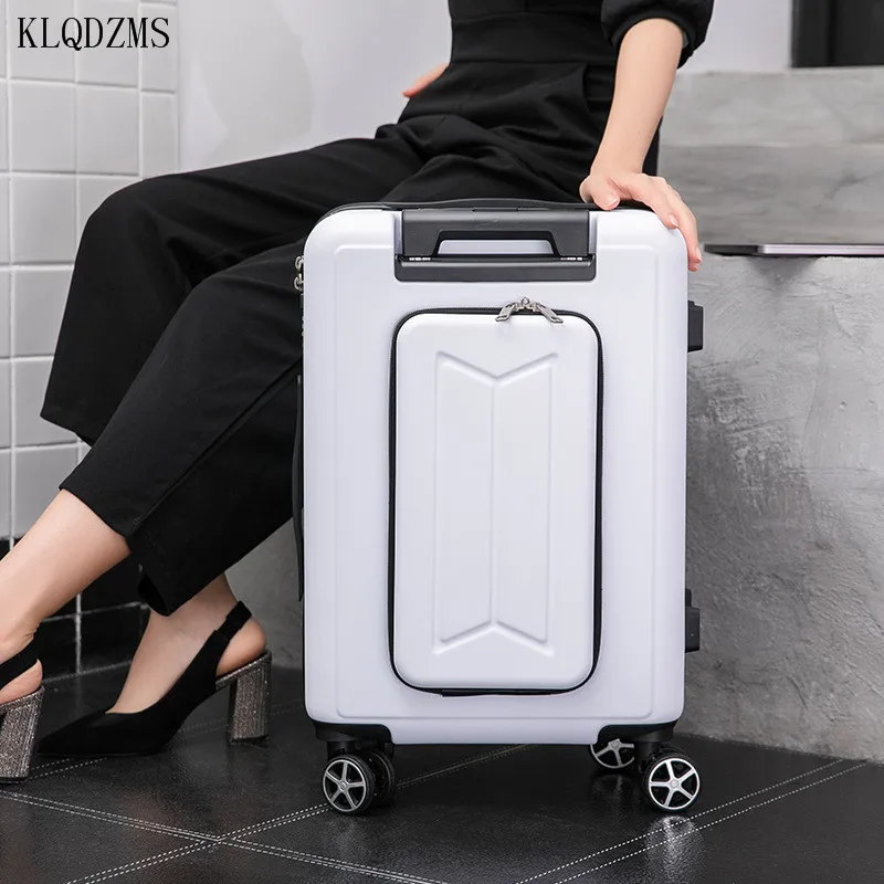 

KLQDZMS Laptop Suitcase Front Opening Boarding Case 20"24 Inch ABS+PC Trolley Case Men's Password Box Carry on Travel Luggage