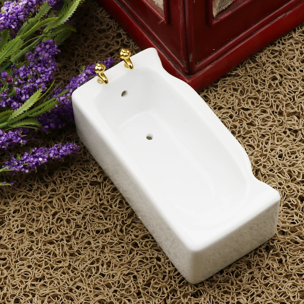 1/12 Dollhouse Miniature Bathtub Bath Supplies For Bathroom Decoration White 1/12 Dollhouse Miniature Bathtub Bath Supplies For Bathroom Decoration White