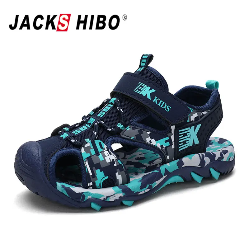 

JACKSHIBO 2020 New Kid Sandals Summer Cut-outs Sandals Boys Beach Close Toe Sandals for Child Water Shoes Anti-skid Size 27-38