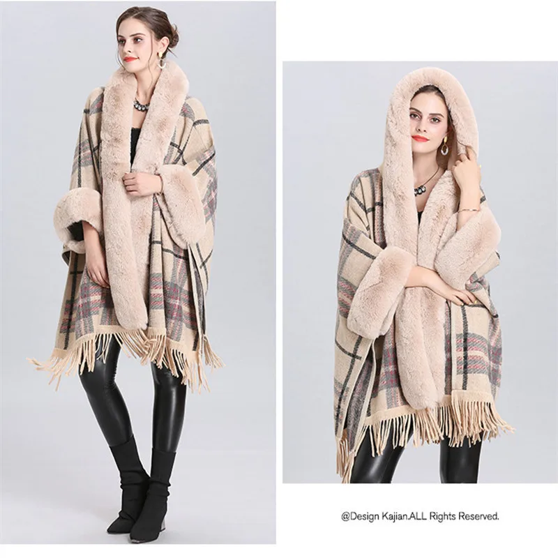 Plaid Winter Cape Women Loose Fur Coat Winter 2021 Faux Fox Fur Poncho Wool Coats Women Tassel Cloak Warm Poncho Capes Lady
Plaid Winter Cape Women Loose Fur Coat Winter 2021 Faux Fox Fur Poncho Wool Coats Women Tassel Cloak Warm Poncho Capes Lady
