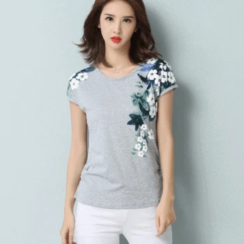 Summer Flower Cotton Short Sleeve T-shirt Women Loose White Pink Bat Sleeve Tshirt Korean Fashion Vintage Tops Women Tshirts 4XL
Summer Flower Cotton Short Sleeve T-shirt Women Loose White Pink Bat Sleeve Tshirt Korean Fashion Vintage Tops Women Tshirts 4XL
