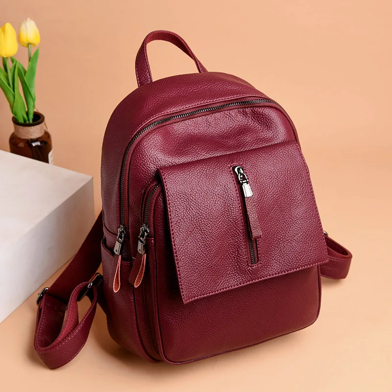 2019 New Style Backpack Women's Korean-style British Style Retro Soft Leather WOMEN'S Backpack Casual Travel Bag Schoolbag
2019 New Style Backpack Women's Korean-style British Style Retro Soft Leather WOMEN'S Backpack Casual Travel Bag Schoolbag
