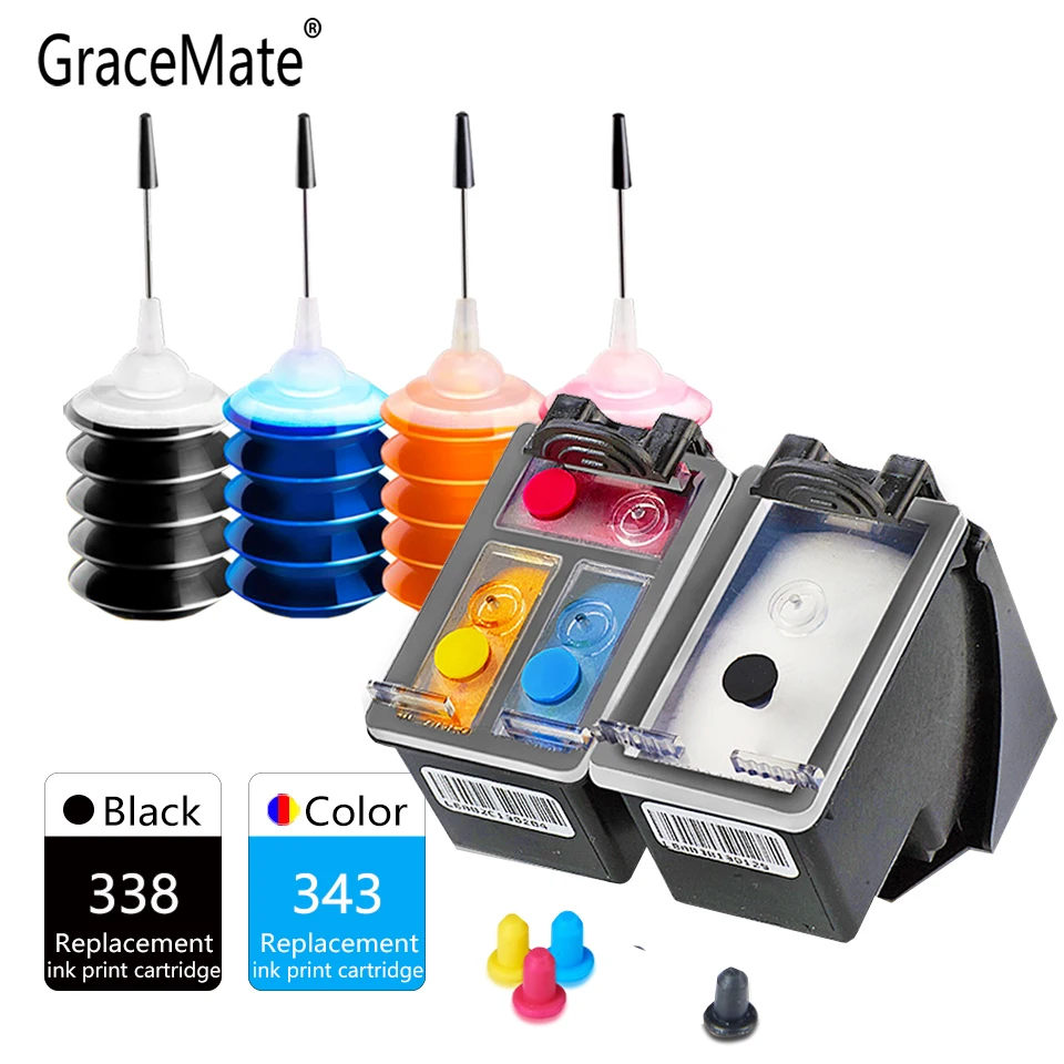 GraceMate Ink Cartridge 338 343 Compatible for HP PSC 1507 1510 1600 1610 1610v 1610xi 2350 2355 6200 6210 7210 7310 Printer
GraceMate Ink Cartridge 338 343 Compatible for HP PSC 1507 1510 1600 1610 1610v 1610xi 2350 2355 6200 6210 7210 7310 Printer