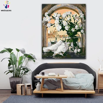 DIY colorings pictures by numbers with colors White rose and white dove picture drawing painting by numbers framed Home
DIY colorings pictures by numbers with colors White rose and white dove picture drawing painting by numbers framed Home