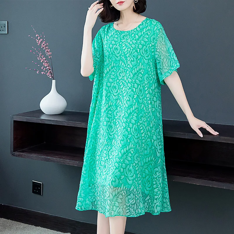 2019 Summer New Style Elegant Large Size Crew Neck Short Sleeve Mid-length Slimming Embossed Chiffon Dress Children
2019 Summer New Style Elegant Large Size Crew Neck Short Sleeve Mid-length Slimming Embossed Chiffon Dress Children