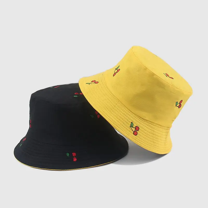 2020 Fisherman Hat Two Side Reversible Cherry Embroidered Basin Cap Women Spring Summer Outdoor Wild Casual Men Bucket Sun Hat
2020 Fisherman Hat Two Side Reversible Cherry Embroidered Basin Cap Women Spring Summer Outdoor Wild Casual Men Bucket Sun Hat