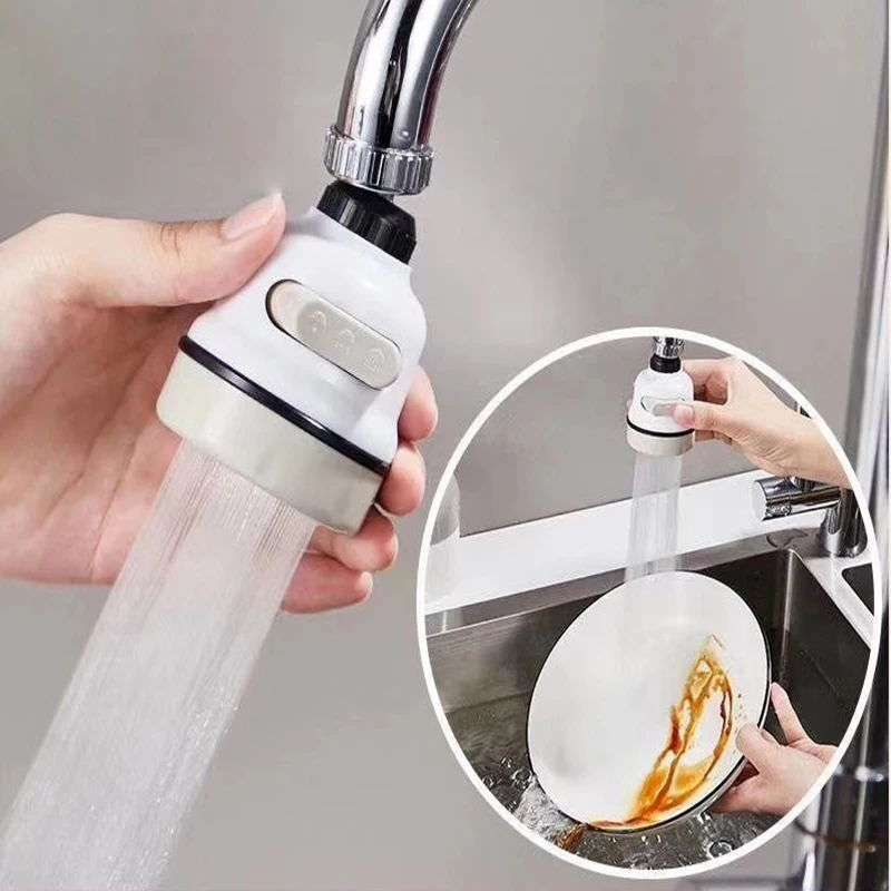 

Kitchen Faucet Rotatable Spray 3 Modes Adjustable Kitchen Tap Nozzle Splash Filter Aerator 360° Rotatable Dishwashing Helper