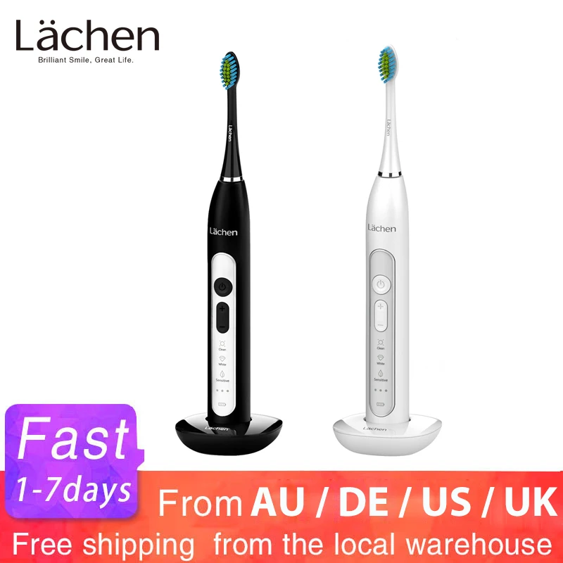 Lachen T8B Powerful Sonic Electric Toothbrush 9 Modes USB Rechargeable 4 Tooth Brush Adult Washable Whitening w/ Charging Base
Lachen T8B Powerful Sonic Electric Toothbrush 9 Modes USB Rechargeable 4 Tooth Brush Adult Washable Whitening w/ Charging Base