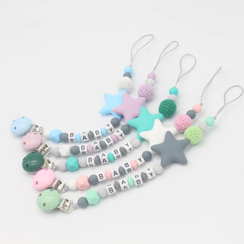 Infant Toddler Pacifier Clips Holder Chain Silicone Baby Pacifier Chains Five Star Baby Teether Teething Chain
Infant Toddler Pacifier Clips Holder Chain Silicone Baby Pacifier Chains Five Star Baby Teether Teething Chain