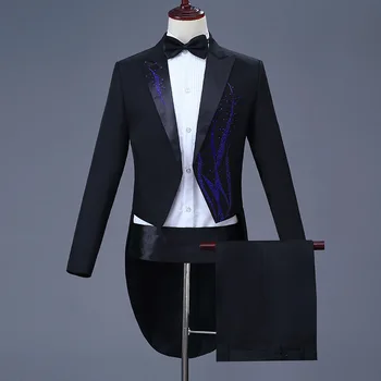 Men's Tuxedo Wedding Blazer Suits Hosting Dress Studio Stage Costume Black Stage Singer Party Prom Swallowtail Suit 
Men's Tuxedo Wedding Blazer Suits Hosting Dress Studio Stage Costume Black Stage Singer Party Prom Swallowtail Suit