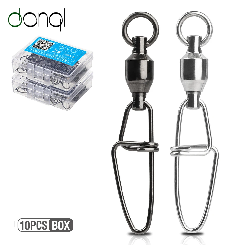 DONQL 10pcs/Box Double Interlock Snap Fishing Swivels Connector 0#-6# Strong Ball Bearing Rolling Swivel Pin Link Fishing Tackle
DONQL 10pcs/Box Double Interlock Snap Fishing Swivels Connector 0#-6# Strong Ball Bearing Rolling Swivel Pin Link Fishing Tackle