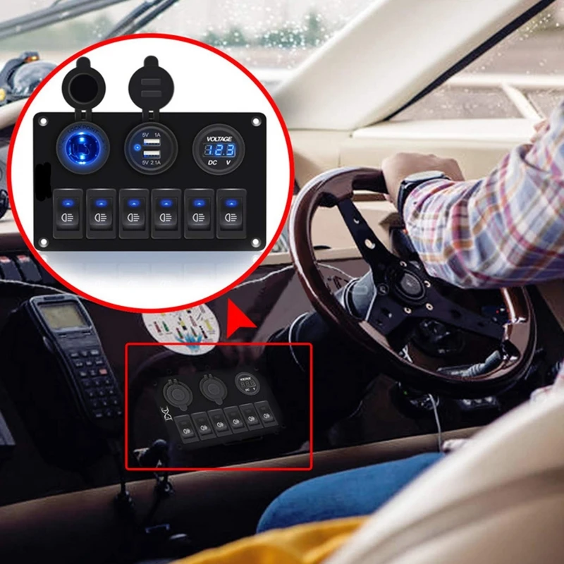 Universal Waterproof 6 Gang On-Off Switch Fog Lamp Control Light Rocker Toggle Panel for RV Yacht Steamship Voltmeter
Universal Waterproof 6 Gang On-Off Switch Fog Lamp Control Light Rocker Toggle Panel for RV Yacht Steamship Voltmeter