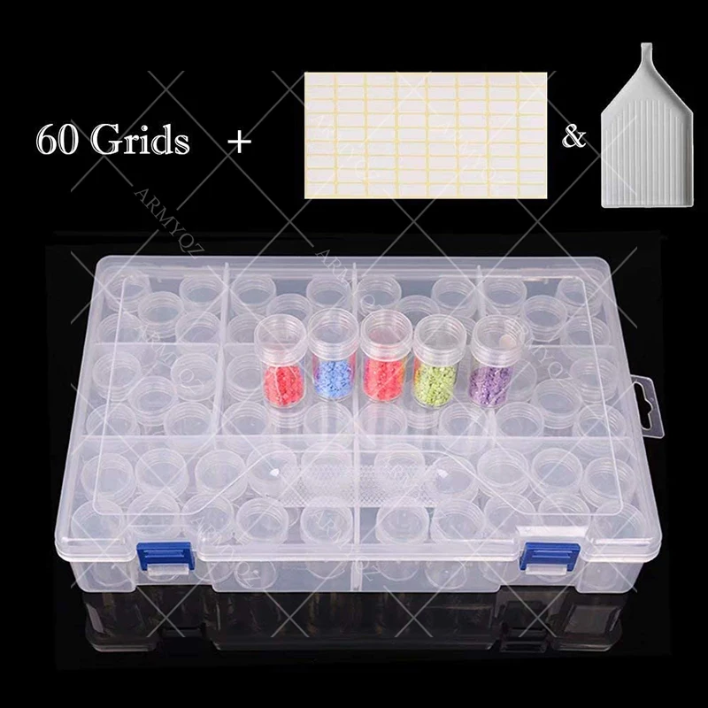 60 Grids Diamond Storage Bottle, Round Container Case for Diamond Painting Embroidery Stone, Beads Organizers with Label Tray
60 Grids Diamond Storage Bottle, Round Container Case for Diamond Painting Embroidery Stone, Beads Organizers with Label Tray