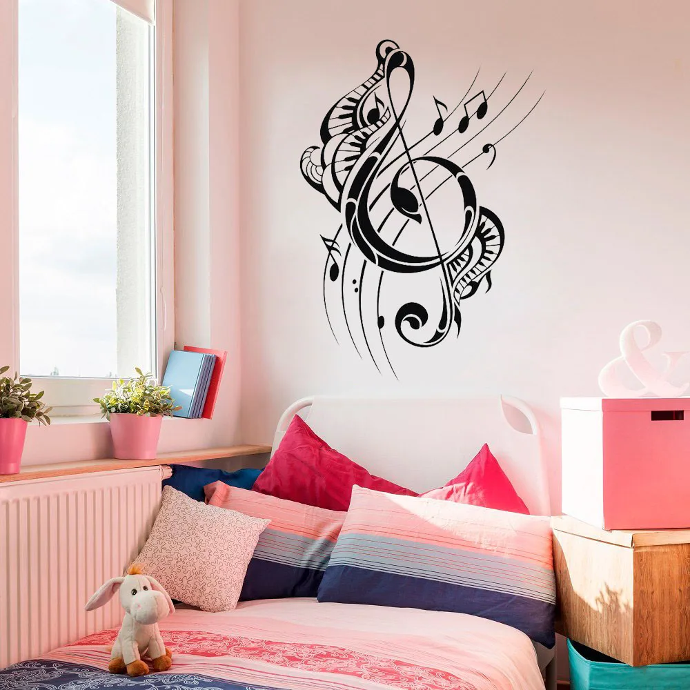 

Removable Treble Clef Wall Decal Musical Notes Music Recording Studio Vinyl Sticker for Kids Rooms Bedroom Poster G682