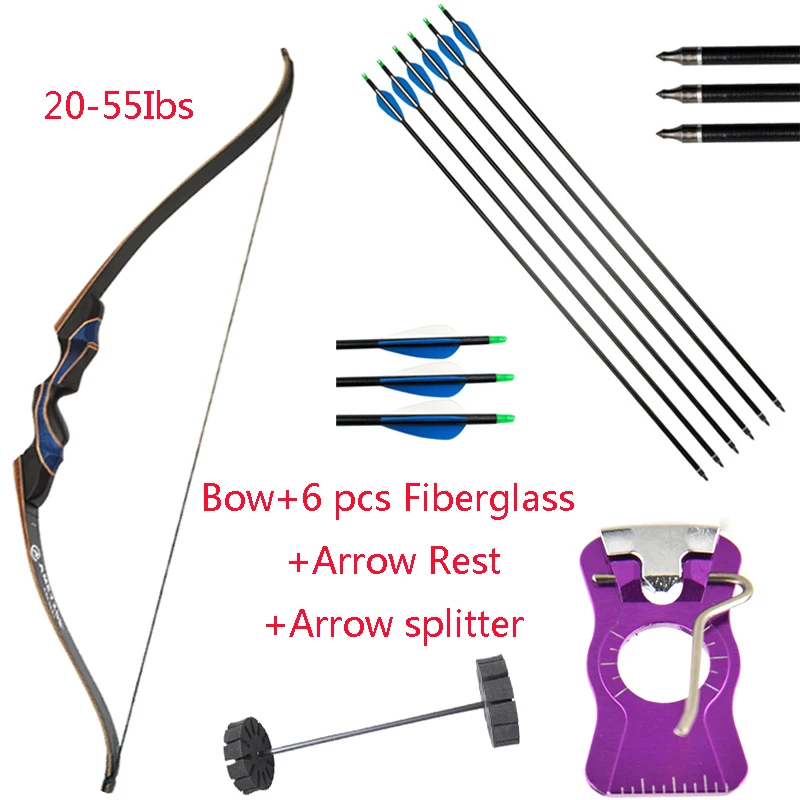 Archery Recurve Bow 20-55 lbs 56 inch Bow With Arrow Rest And 6 pcs Fiberglass Arrow Outdoor Practice Hunting Shooting
Archery Recurve Bow 20-55 lbs 56 inch Bow With Arrow Rest And 6 pcs Fiberglass Arrow Outdoor Practice Hunting Shooting