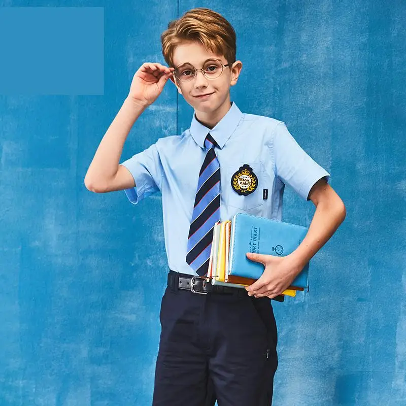 School Formal Boys Short Sleeve Turnover Collar Solid Color Student Shirts British Wind Summer Blue Clothes Men's Uniform
School Formal Boys Short Sleeve Turnover Collar Solid Color Student Shirts British Wind Summer Blue Clothes Men's Uniform
