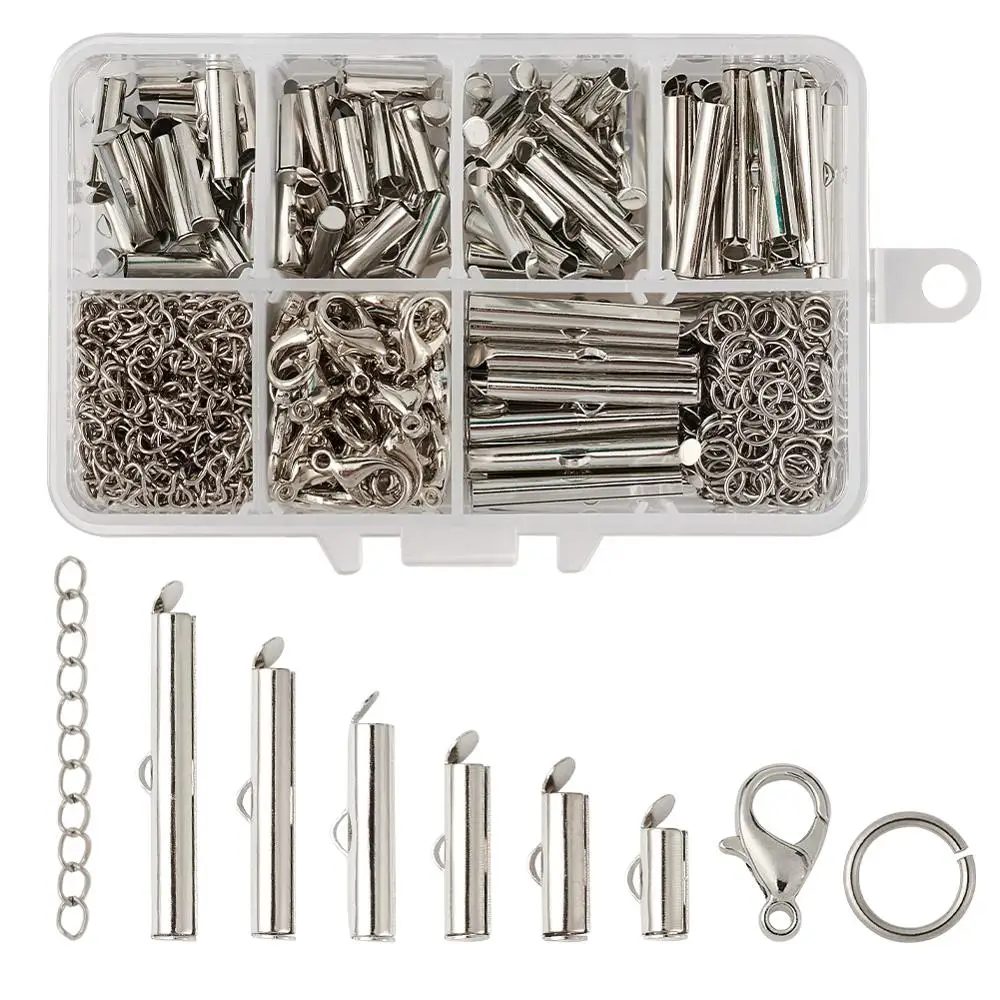 1Box DIY Making Ribbon Ends/Slide On End Clasp with Twist Extender Chains Stainless Steel Jump Rings Alloy Lobster Claw Clasps
1Box DIY Making Ribbon Ends/Slide On End Clasp with Twist Extender Chains Stainless Steel Jump Rings Alloy Lobster Claw Clasps