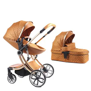 Lightweight high landscape stroller can sit and fold easily, two-way stroller PU material four-wheel shock absorber
Lightweight high landscape stroller can sit and fold easily, two-way stroller PU material four-wheel shock absorber