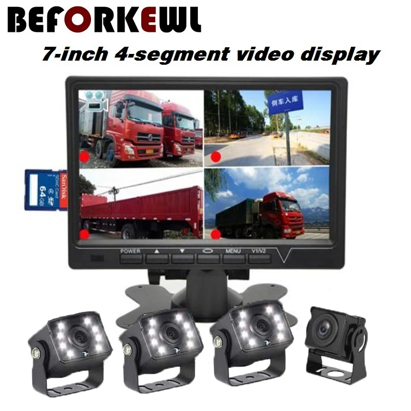 7-inch vehicle AHD Monitor, pluggable card for car storage, 4-way video recording, 4-way split display, HD brand new suit
7-inch vehicle AHD Monitor, pluggable card for car storage, 4-way video recording, 4-way split display, HD brand new suit