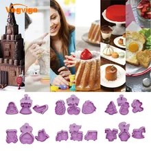 VOGVIGO 4 шт. бисквит 3D пластиковый Push-type Рождественский родитель-ребенок набор для работы с мастикой «сделай сам» гончарная форма формочка для ...(China)