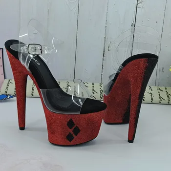 Leecabe RED With Black glitter 17CM/7Inch Platform Sandals party High Heels Pole Dancing Shoes 
Leecabe RED With Black glitter 17CM/7Inch Platform Sandals party High Heels Pole Dancing Shoes