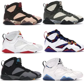 

Mens 7 Basketball Shoes Patta Shimmer Icicle Nothing But Net Bordeaux Hare Topaz Mist Pure Platinum Grey Patent 7s New Trainers