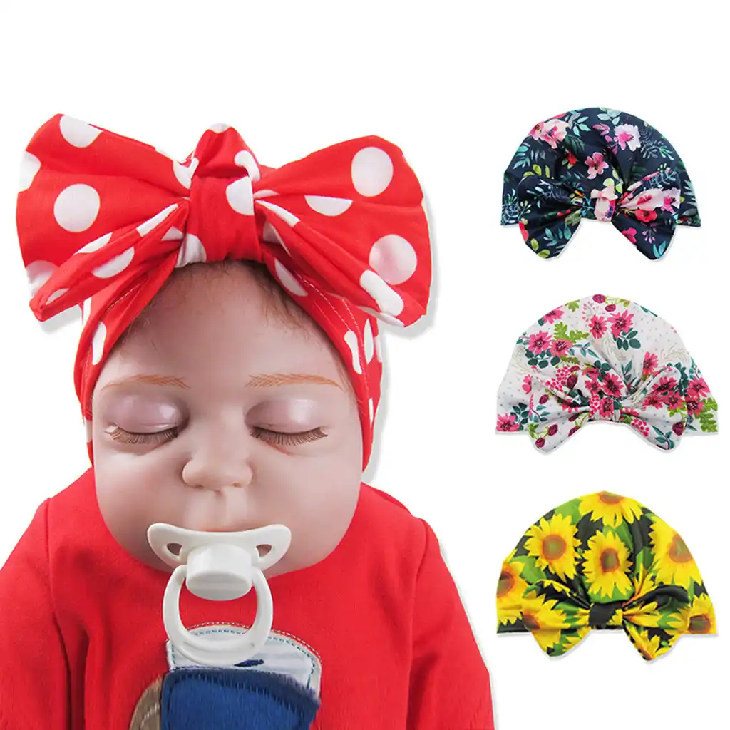 newborn baby boy girl baby sun hat floral bowknot cap toddler