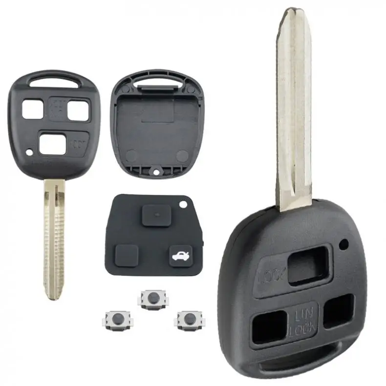 3 Buttons Black Replacement Car Remote Key Shell with TOY43 Blade / Rubber Button Pad and 3 Micro Switches fit for Toyota
3 Buttons Black Replacement Car Remote Key Shell with TOY43 Blade / Rubber Button Pad and 3 Micro Switches fit for Toyota