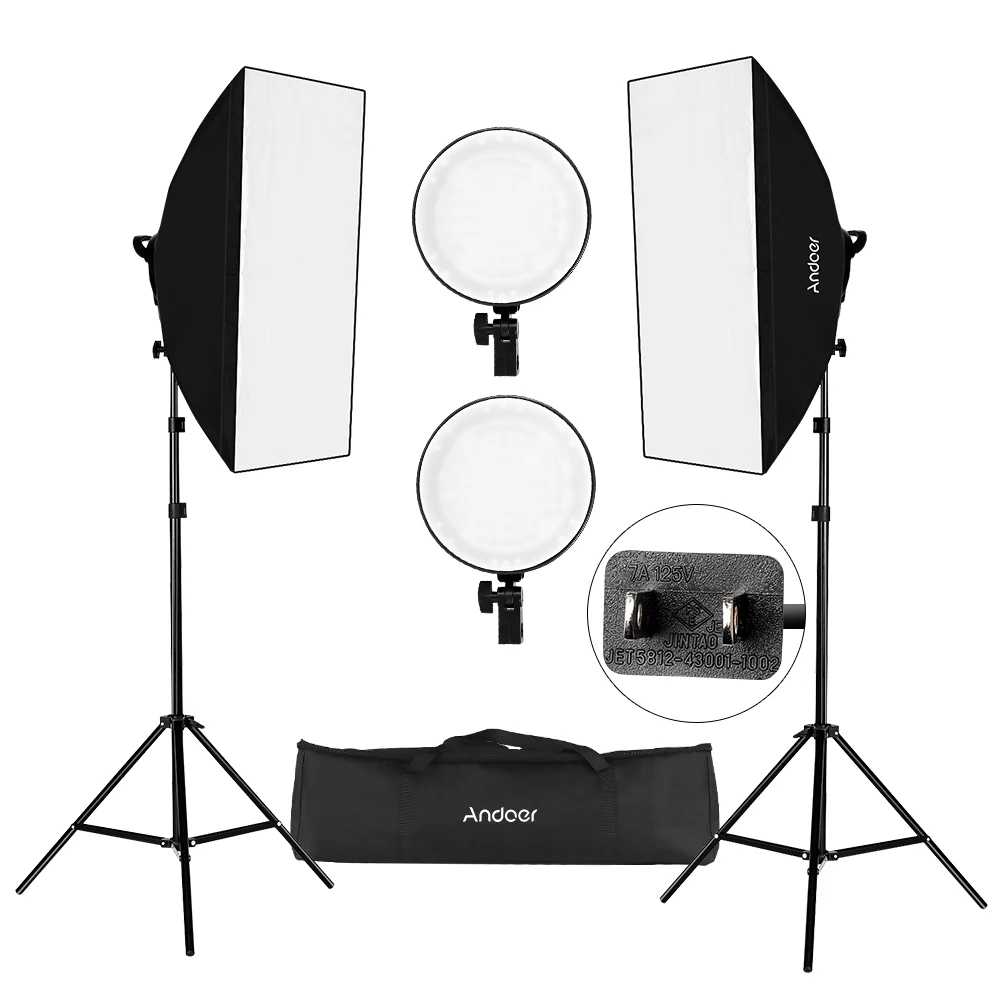 Photography Andoer Studio Softbox LED Light Kit 20*28" Softboxes 45W 2700K/5500K LED Lights+2M Light Stand Carry Bag EU/US/UK/JP
Photography Andoer Studio Softbox LED Light Kit 20*28" Softboxes 45W 2700K/5500K LED Lights+2M Light Stand Carry Bag EU/US/UK/JP