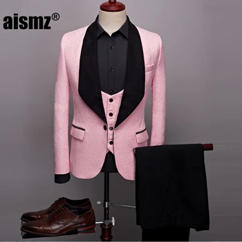 Aismz Mens Fashion Big Shawl Lapel 3 Pieces Set Pink Red Blue White Black Wedding Groom Suits Quality Jacquard Banquet Tuxedo
Aismz Mens Fashion Big Shawl Lapel 3 Pieces Set Pink Red Blue White Black Wedding Groom Suits Quality Jacquard Banquet Tuxedo