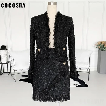 two piece set women Tassel tweed jacket asymmetrical tweed skirt suit runway tweed suit runway autumn winter skirt and top set
two piece set women Tassel tweed jacket asymmetrical tweed skirt suit runway tweed suit runway autumn winter skirt and top set