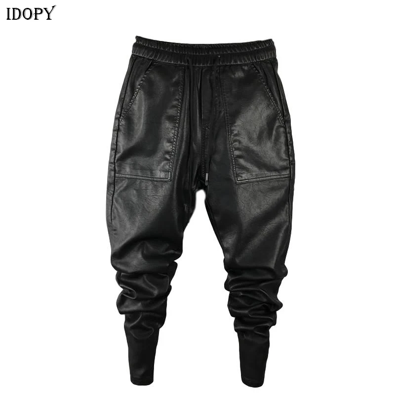 Idopy Men`s Winter Warm Faux Leather Harem Pants Elastic Waist Drawstring PU Joggings Trousers For Male
Idopy Men`s Winter Warm Faux Leather Harem Pants Elastic Waist Drawstring PU Joggings Trousers For Male