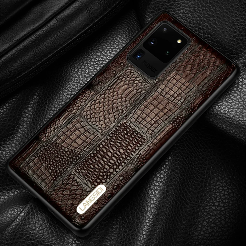 

LANGSIDI Brand Phone case For samsung Galaxy s21 ultra S20 PLUS s10 a51 a71 a50 A70 M31 M51 A32 Genuine leather shockproof cover