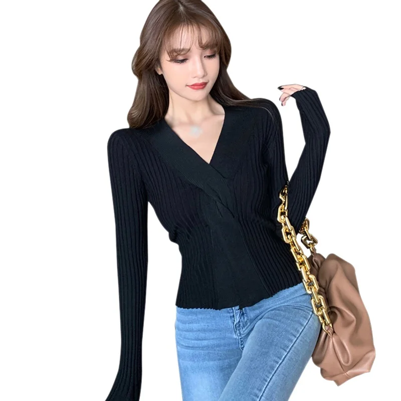 Sweaters For Women Autumn Solid Knit Top v-Neck Slim Bottoming Pullover Thin Gentle Twisted Flower Brown One Size Sueter 
Sweaters For Women Autumn Solid Knit Top v-Neck Slim Bottoming Pullover Thin Gentle Twisted Flower Brown One Size Sueter
