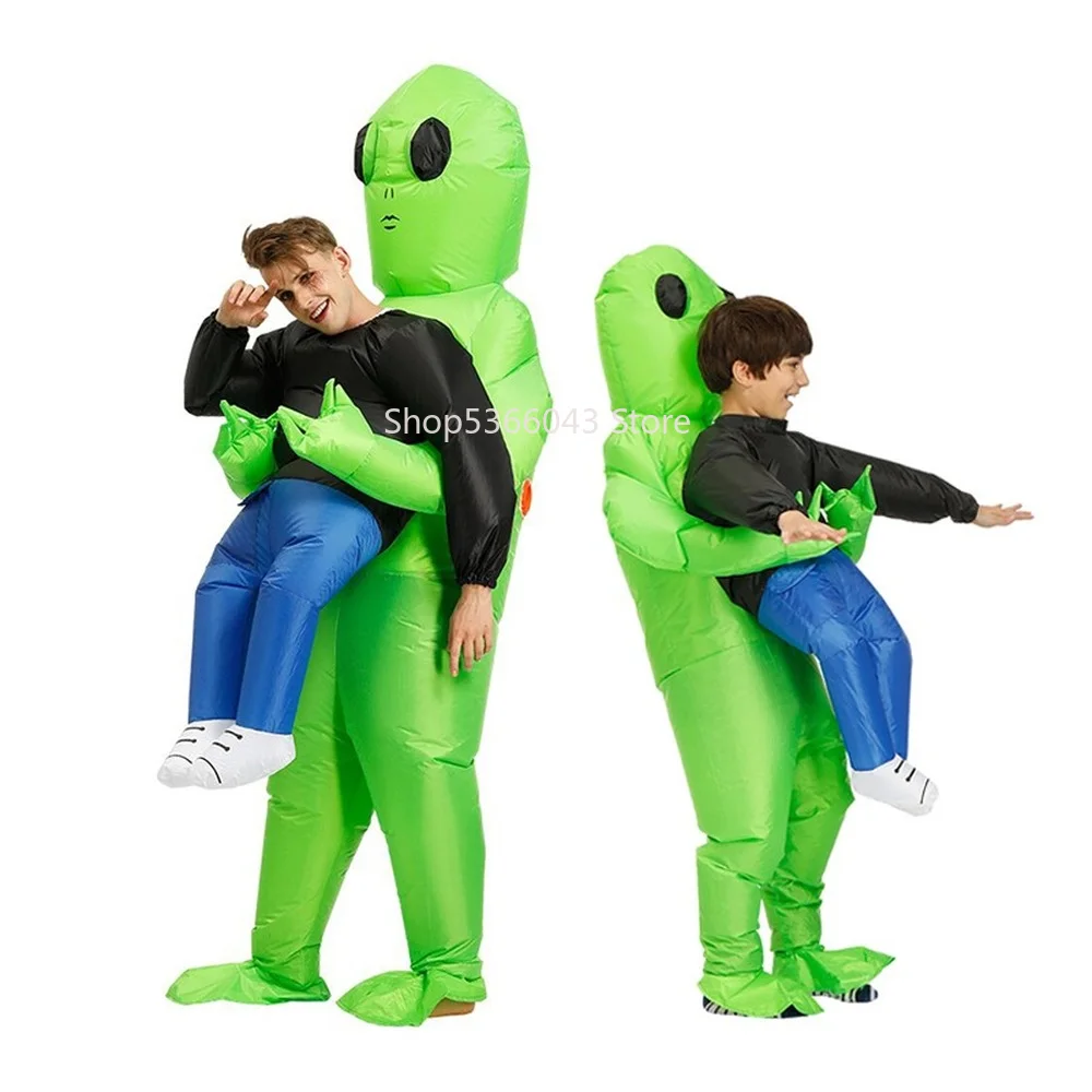 Зеленый ET-Alien надувных монстров Косплэй костюм-комбинезон для детей забавные