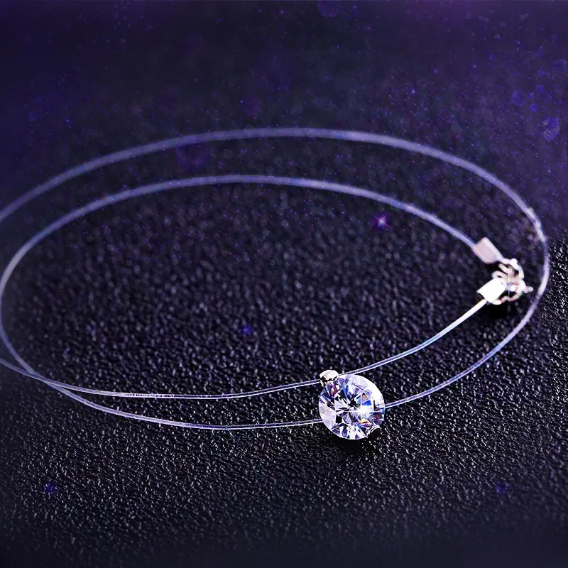 Женское Ожерелье чокер LXOEN ожерелье с невидимой леской из циркония кристаллами